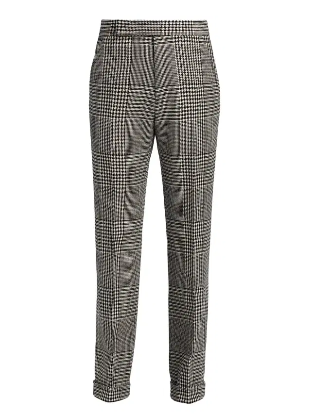TOM FORD Men's Master Prince of Wales Wool Trousers - Black White