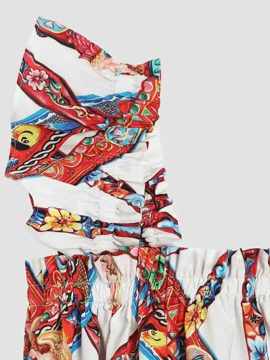 Dolce & Gabbana Girl's Printed Ruffled Shift Dress - Carretto | Thumbnail 3 Dolce & Gabbana Girl's Printed Ruffled Shift Dress - Carretto | Thumbnail 3