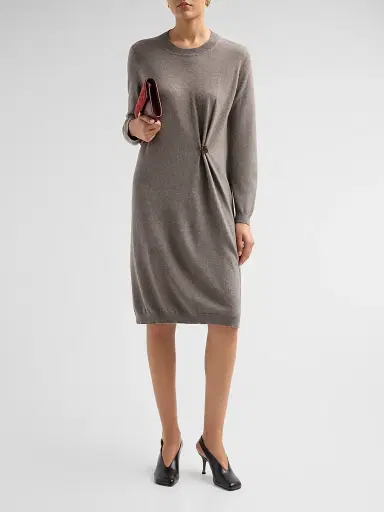 Fabiana Filippi Women's Platinum Knit Pinned Dress | Thumbnail 2 Fabiana Filippi Women's Platinum Knit Pinned Dress | Thumbnail 2