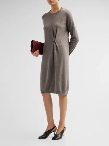 Fabiana Filippi Women's Platinum Knit Pinned Dress | Thumbnail 4 Fabiana Filippi Women's Platinum Knit Pinned Dress | Thumbnail 4