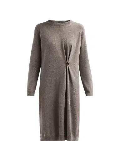 Fabiana Filippi Women's Platinum Knit Pinned Dress | Thumbnail 1 Fabiana Filippi Women's Platinum Knit Pinned Dress | Thumbnail 1