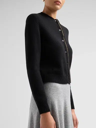 Fabiana Filippi Women's Platinum Filo Diamanté Wool-Silk-Cashmere Cardigan - Nero - Size 0 | Thumbnail 5