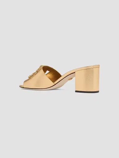 Dolce & Gabbana Women's SGX D & G Cutout Leather Sandals - Oro - Size 12 | Thumbnail 3