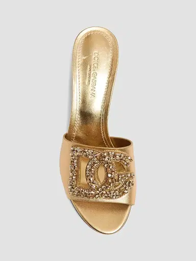 Dolce & Gabbana Women's SGX D & G Cutout Leather Sandals - Oro - Size 12 | Thumbnail 4