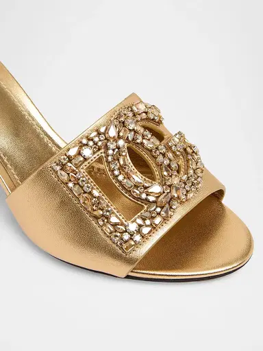 Dolce & Gabbana Women's SGX D & G Cutout Leather Sandals - Oro - Size 12 | Thumbnail 5