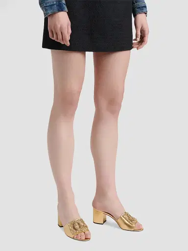 Dolce & Gabbana Women's SGX D & G Cutout Leather Sandals - Oro - Size 12 | Thumbnail 6