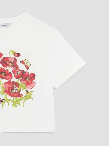 Dolce & Gabbana Little Girl's & Girl's Floral Crop T-Shirt - Bianco | Thumbnail 3