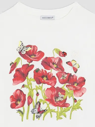 Dolce & Gabbana Little Girl's & Girl's Floral Crop T-Shirt - Bianco | Thumbnail 4