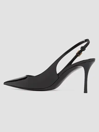 Dolce & Gabbana Women's Vernice 75MM Patent Leather Slingback Pumps - Nero | Thumbnail 3