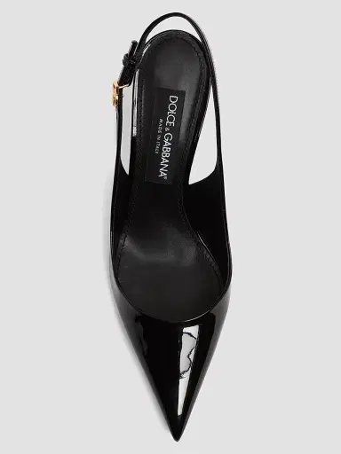 Dolce & Gabbana Women's Vernice 75MM Patent Leather Slingback Pumps - Nero | Thumbnail 4