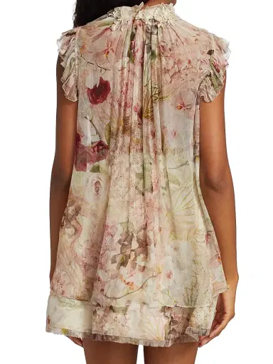 Zimmermann Women's Dancer Silk Floral Flutter Tank - Alabaster Garden Floral | Thumbnail 5 Zimmermann Women's Dancer Silk Floral Flutter Tank - Alabaster Garden Floral | Thumbnail 5