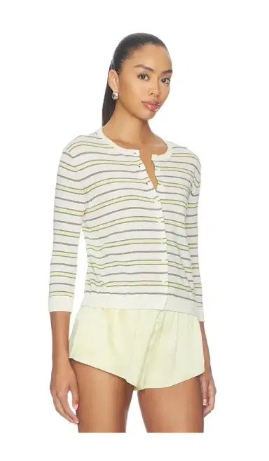 Vince Striped 3/4 Sleeve Cardi | Thumbnail 2 Vince Striped 3/4 Sleeve Cardi | Thumbnail 2