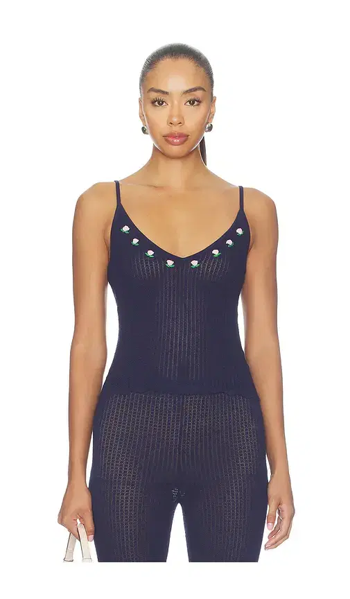 MAJORELLE Lucassia Textured Embroidered Tank