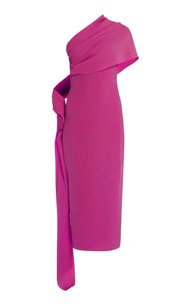 Marmar Halim Cape-Detailed Silk Crepe Midi Dress