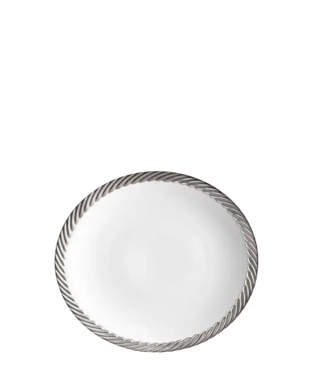 L'Objet Corde Salad/Dessert Plate, White/Silver