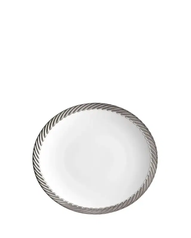 L'Objet Corde Dinner Plate, White/Silver