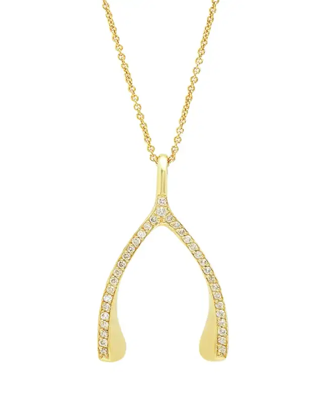 Jennifer Meyer 18k Yellow Gold Diamond Wishbone Necklace