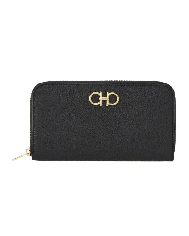 Ferragamo Gancini Zip Leather Continental Wallet