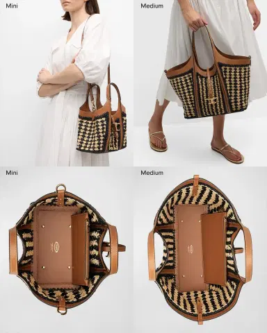 Tod 's Mini Raffia T Timeless Tote Shopping Bag | Thumbnail 8 Tod 's Mini Raffia T Timeless Tote Shopping Bag | Thumbnail 8