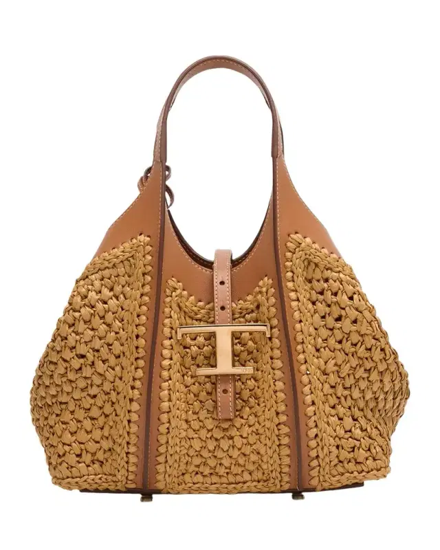 Tod 's Mini Raffia T Timeless Tote Shopping Bag