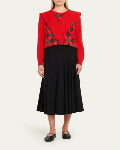 HODAKOVA Double-Sleeve Argyle Crewneck Sweater | Thumbnail 2