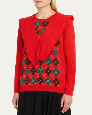 HODAKOVA Double-Sleeve Argyle Crewneck Sweater | Thumbnail 4