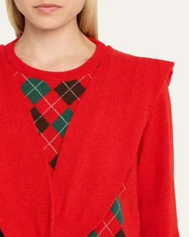 HODAKOVA Double-Sleeve Argyle Crewneck Sweater | Thumbnail 5