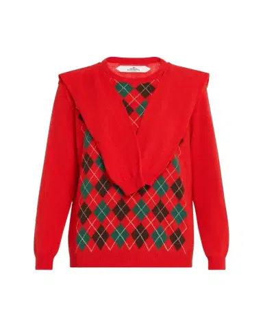 HODAKOVA Double-Sleeve Argyle Crewneck Sweater | Thumbnail 1