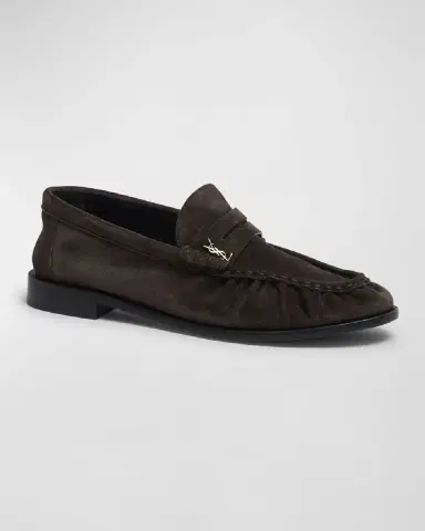 Saint Laurent Suede YSL Penny Loafers | Thumbnail 3 Saint Laurent Suede YSL Penny Loafers | Thumbnail 3