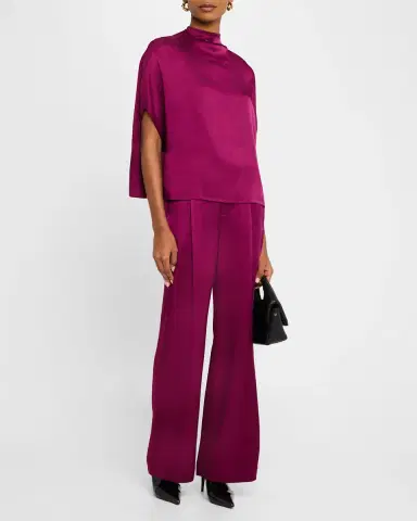 Lapointe Mock-Neck Satin Cape T-Shirt | Thumbnail 2 Lapointe Mock-Neck Satin Cape T-Shirt | Thumbnail 2