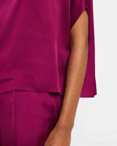 Lapointe Mock-Neck Satin Cape T-Shirt | Thumbnail 5 Lapointe Mock-Neck Satin Cape T-Shirt | Thumbnail 5