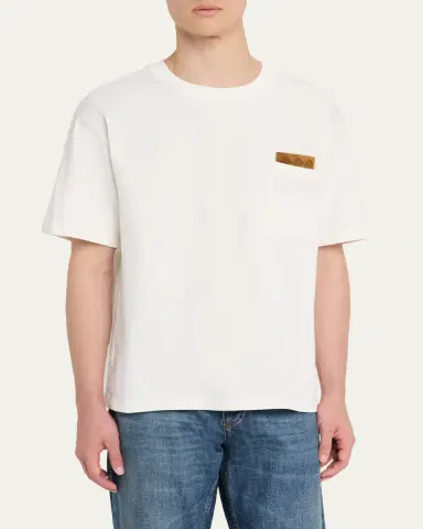 Bottega Veneta Men's Pima Cotton Jersey Intrecciato-Pocket T-Shirt | Thumbnail 4 Bottega Veneta Men's Pima Cotton Jersey Intrecciato-Pocket T-Shirt | Thumbnail 4