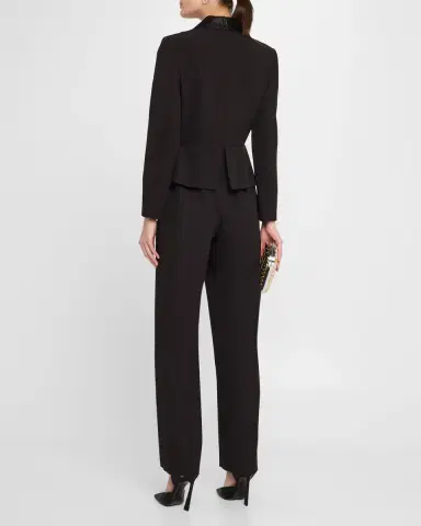 Aidan Mattox Straight-Leg Bow Stretch Crepe Jumpsuit | Thumbnail 3