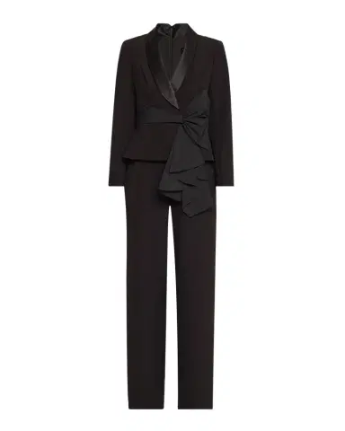 Aidan Mattox Straight-Leg Bow Stretch Crepe Jumpsuit | Thumbnail 1