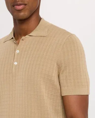 Canali Men's Grid Jacquard Knit Polo | Thumbnail 6