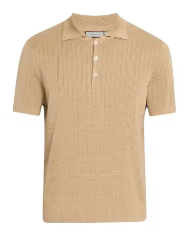 Canali Men's Grid Jacquard Knit Polo | Thumbnail 1