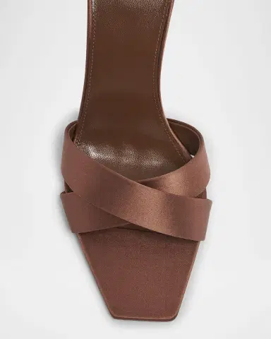 Saint Laurent Opyum YSL Logo-Heel Satin Slide Sandals | Thumbnail 4