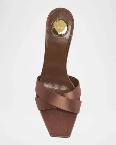Saint Laurent Opyum YSL Logo-Heel Satin Slide Sandals | Thumbnail 5