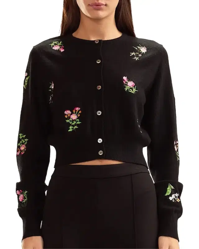 Forget Me Not Embroidered Floral Cardigan