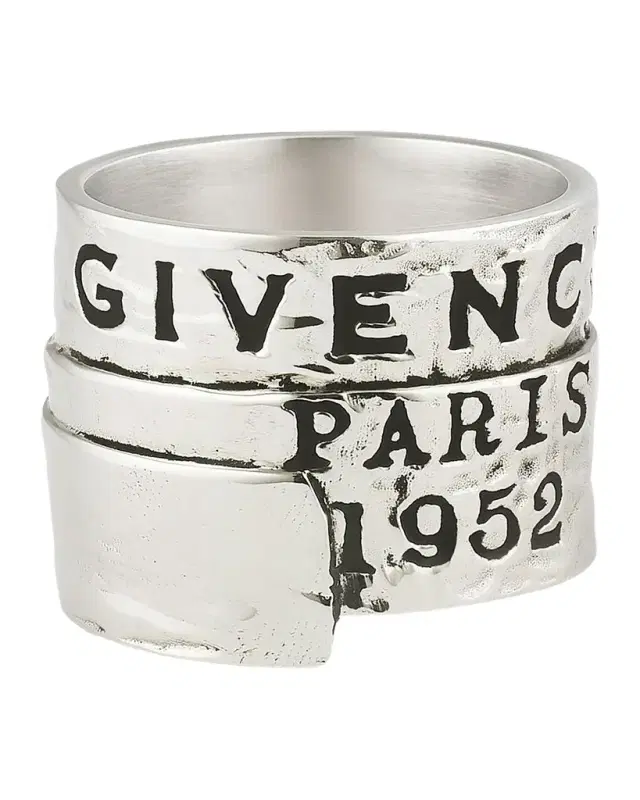 Givenchy Silvertone & Enamel Tape Ring