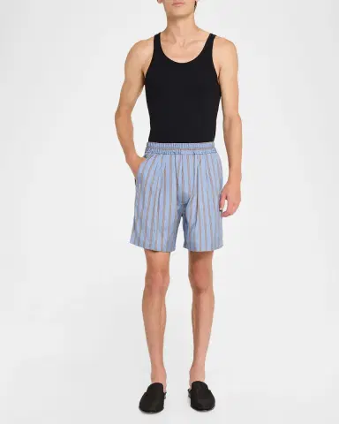 TOM FORD Men 's Silk Stripe Jacquard Pull-On Shorts | Thumbnail 2