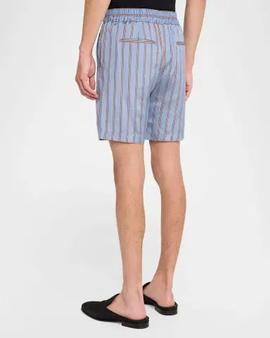 TOM FORD Men 's Silk Stripe Jacquard Pull-On Shorts | Thumbnail 3