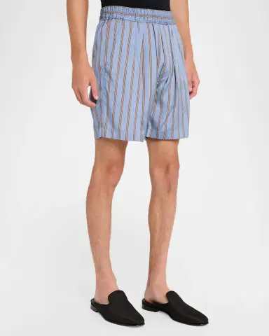TOM FORD Men 's Silk Stripe Jacquard Pull-On Shorts | Thumbnail 4
