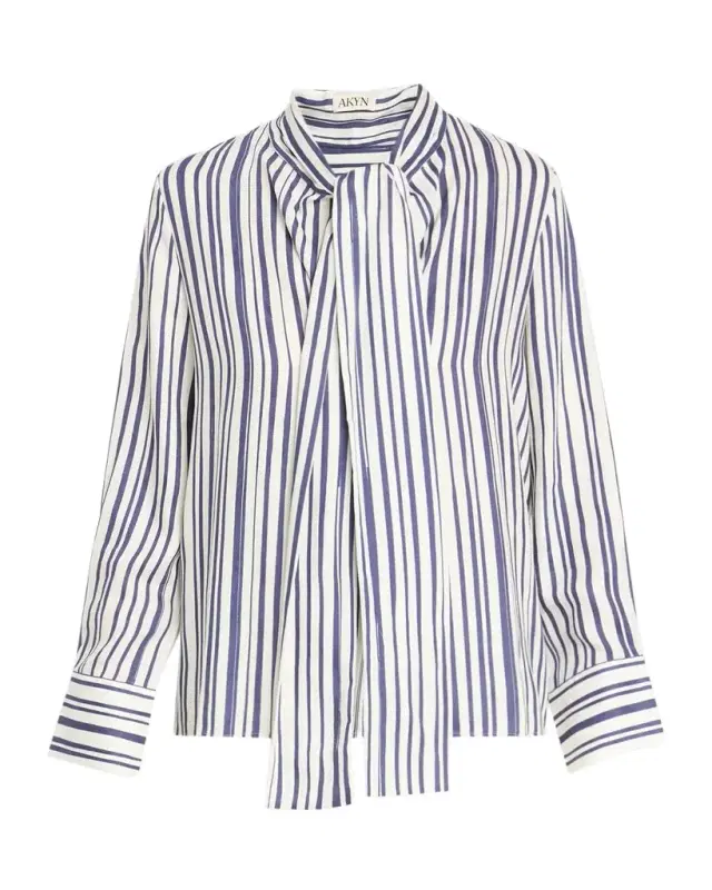 Akyn Studio Viola Striped Tie-Neck Shirt