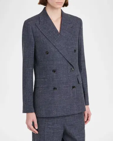 Ferragamo Double-Breasted Wool-Linen Jacket | Thumbnail 4