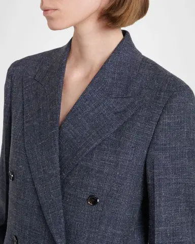 Ferragamo Double-Breasted Wool-Linen Jacket | Thumbnail 5