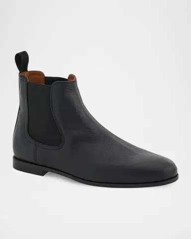 Ferragamo Men 's Grained Leather Micro-Gancio Chelsea Boots | Thumbnail 2 Ferragamo Men 's Grained Leather Micro-Gancio Chelsea Boots | Thumbnail 2