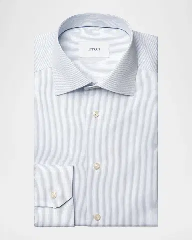 Eton Men's Signature Fine Striped Twill Slim-Fit Dress Shirt | Thumbnail 2 Eton Men's Signature Fine Striped Twill Slim-Fit Dress Shirt | Thumbnail 2