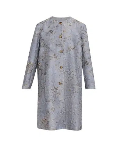 PRABAL GURUNG Textured Floral Jacquard Single-Breasted Car Coat | Thumbnail 1
