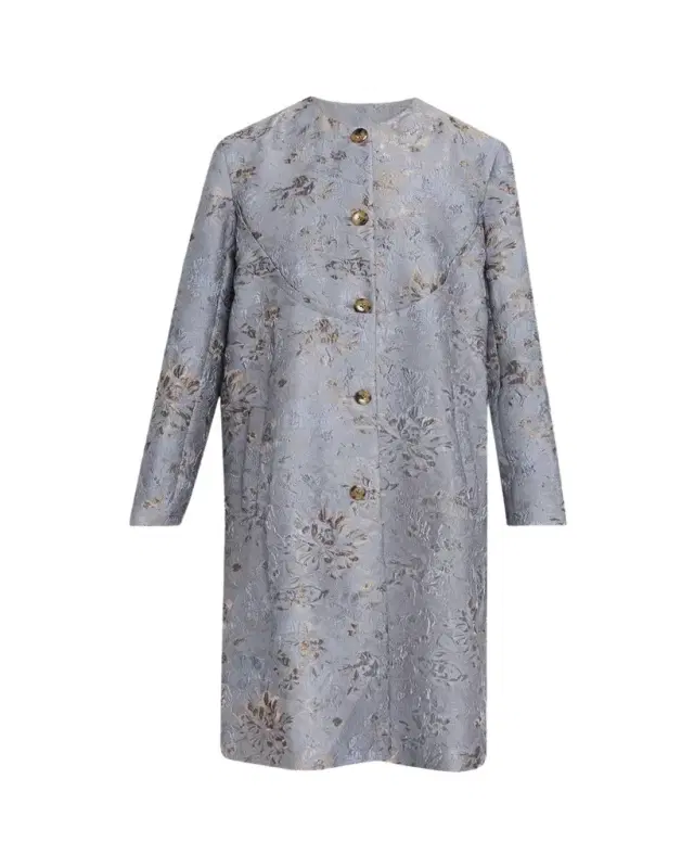 Prabal Gurung Textured Floral Jacquard Single-Breasted Car Coat